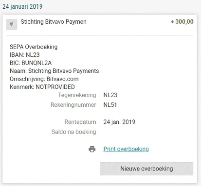 Proof of pay out Bitvavo