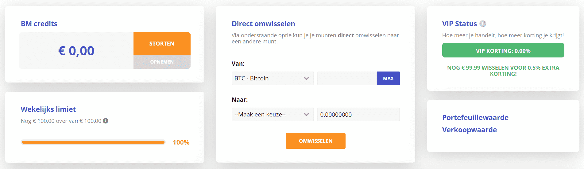 Bitcoin Meester dashboard