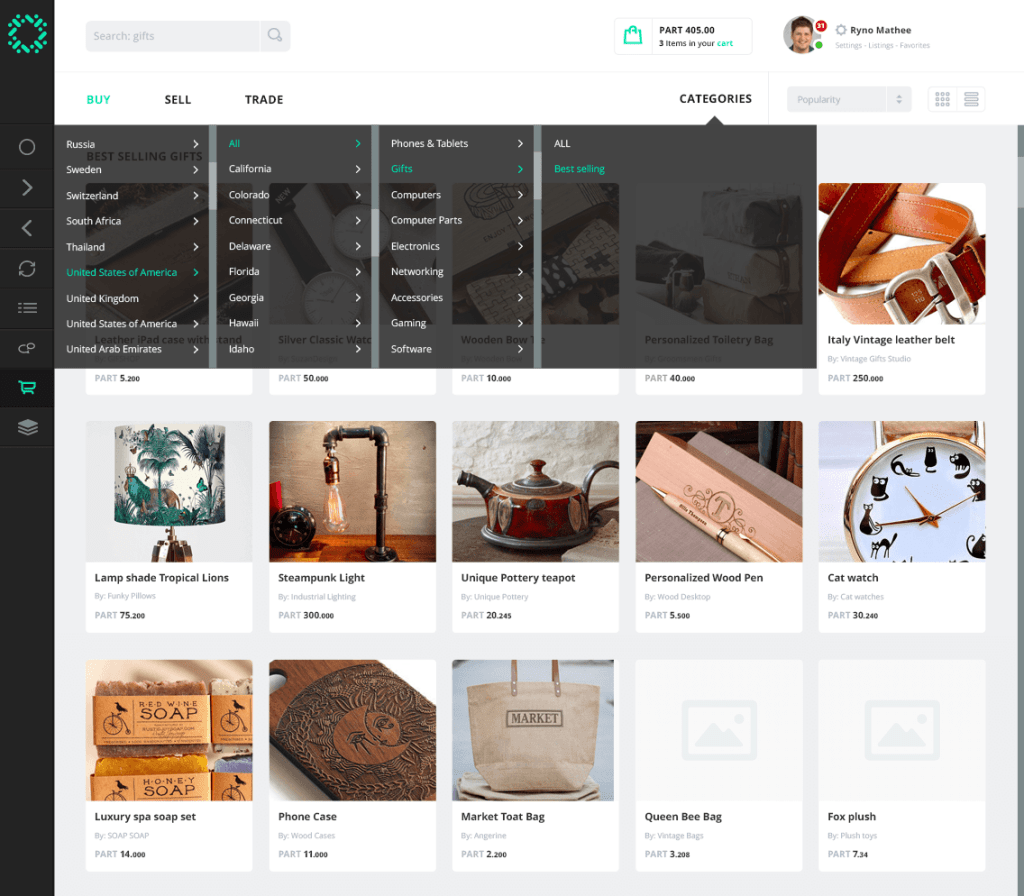 Voorbeeld Particl marktplaats (preview)