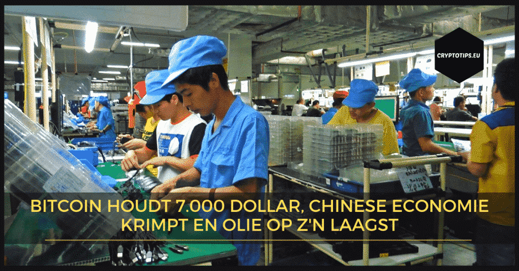 Bitcoin houdt 7.000 dollar, Chinese economie krimpt en olie op z'n laagst