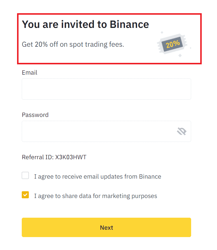 Binance Referral ID invitation