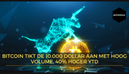 Bitcoin tikt de 10.000 dollar aan met hoog volume, 40% hoger YTD