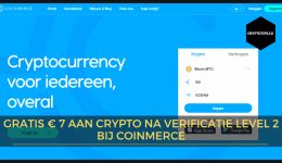 Gratis € 7 aan crypto na verificatie level 2 bij Coinmerce