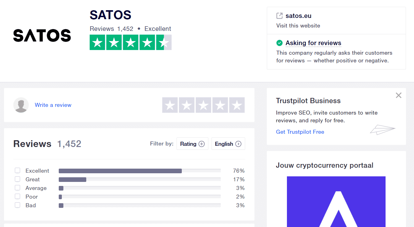 SATOS reviews on Trustpilot