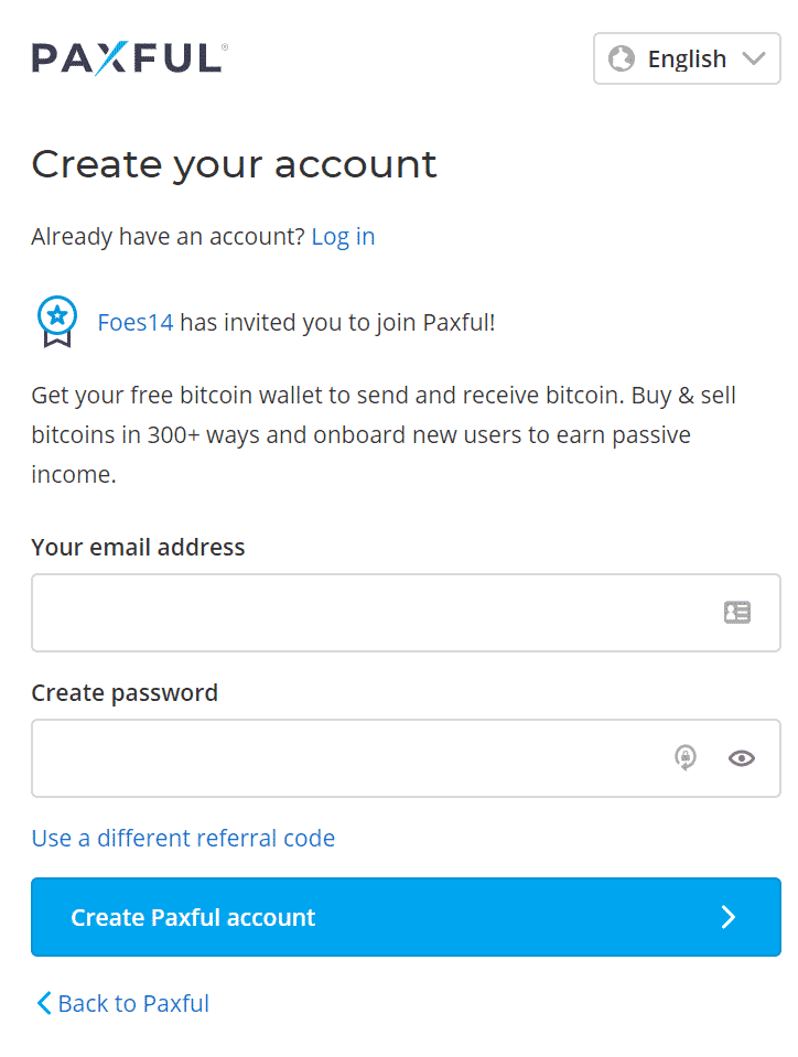Create a Paxful account