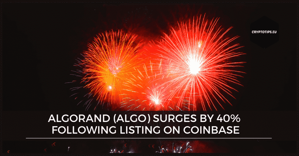 Algorand (ALGO) surges by 40% following listing on Coinbase