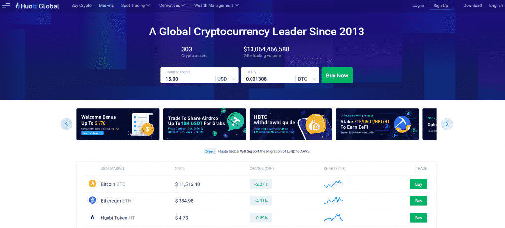 Huobi Global cryptocurrency exchange