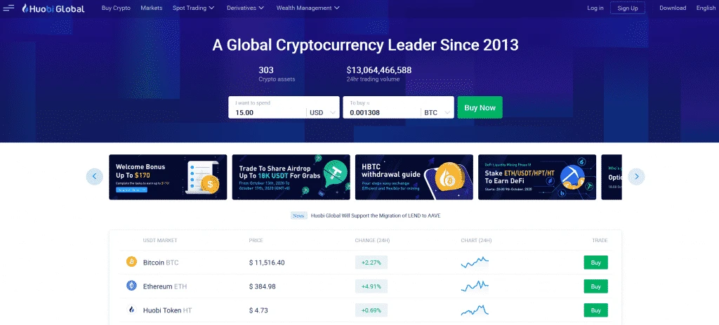 Huobi Global cryptocurrency exchange