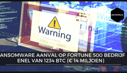 Ransomware aanval op Fortune 500 bedrijf Enel van 1234 BTC (€ 14M)