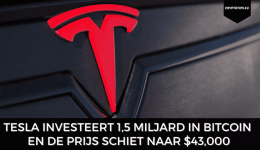 Tesla investeert 1,5 miljard in Bitcoin en de prijs schiet naar $43,000