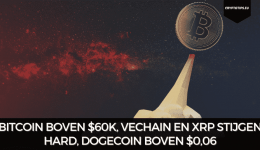 Bitcoin boven $60k, VeChain en XRP stijgen hard, Dogecoin boven $0,06