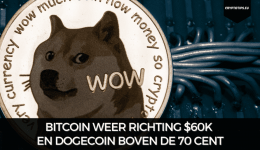 Bitcoin weer richting $60k en Dogecoin boven de 70 cent