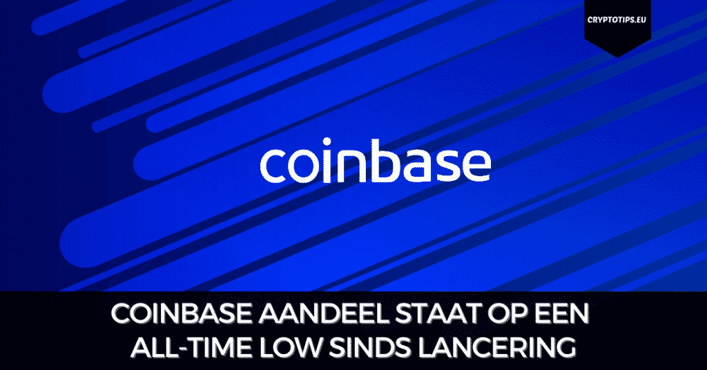 Coinbase aandeel staat op een all-time low sinds lancering