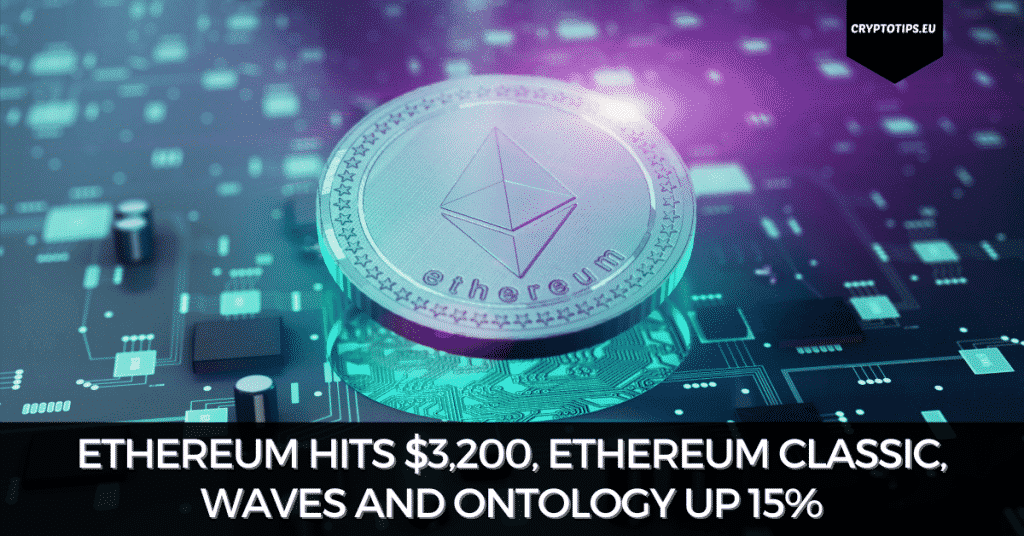 Ethereum hits $3,200, Ethereum Classic, Waves and Ontology Up 15%