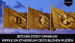 Bitcoin stijgt opnieuw en Ripple en Ethereum CEO's blijven ruziën