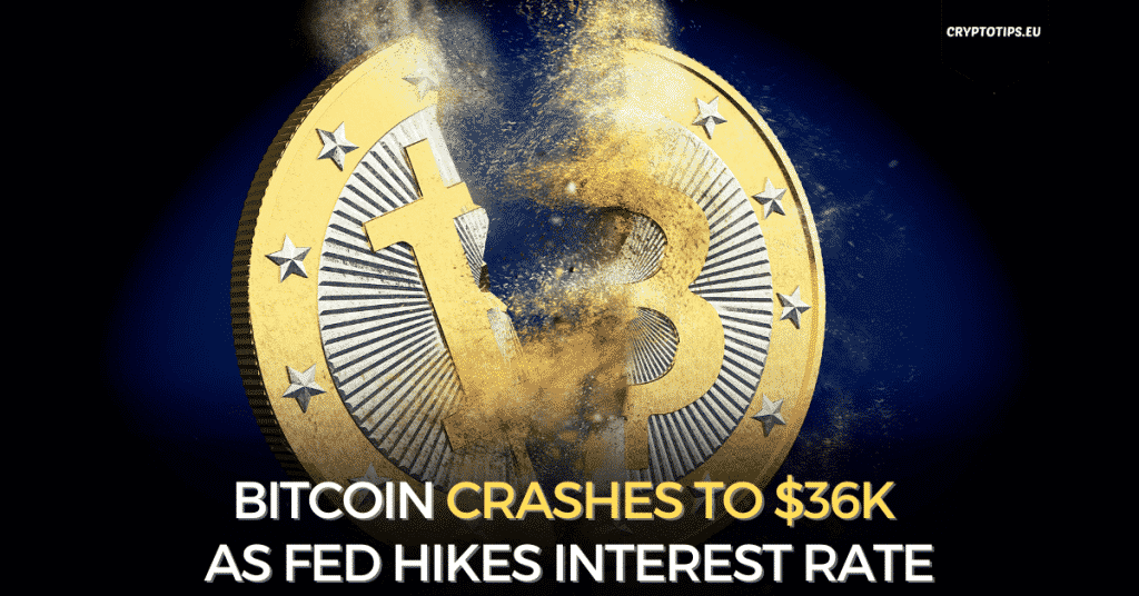 Bitcoin Crashes to $36k as Fed Hikes Interest Rate