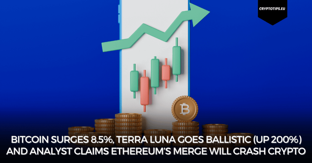 Bitcoin Surges 8.5%, Terra Luna Goes Ballistic (Up 200%) And Analyst Claims Ethereum’s Merge Will Crash Crypto