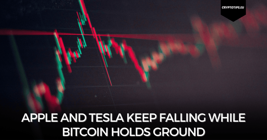 Apple and Tesla keep falling while Bitcoin holds ground