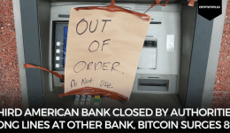 Third American bank closed by authorities, long lines at other bank, Bitcoin surges 8%