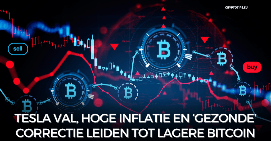 Tesla val, hoge inflatie en ‘gezonde’ correctie leiden tot lagere Bitcoin