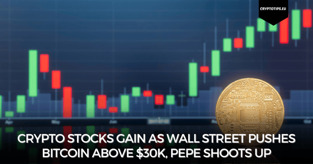 Crypto Stocks Gain As Wall Street Pushes Bitcoin Above $30k, Pepe Shoots Up